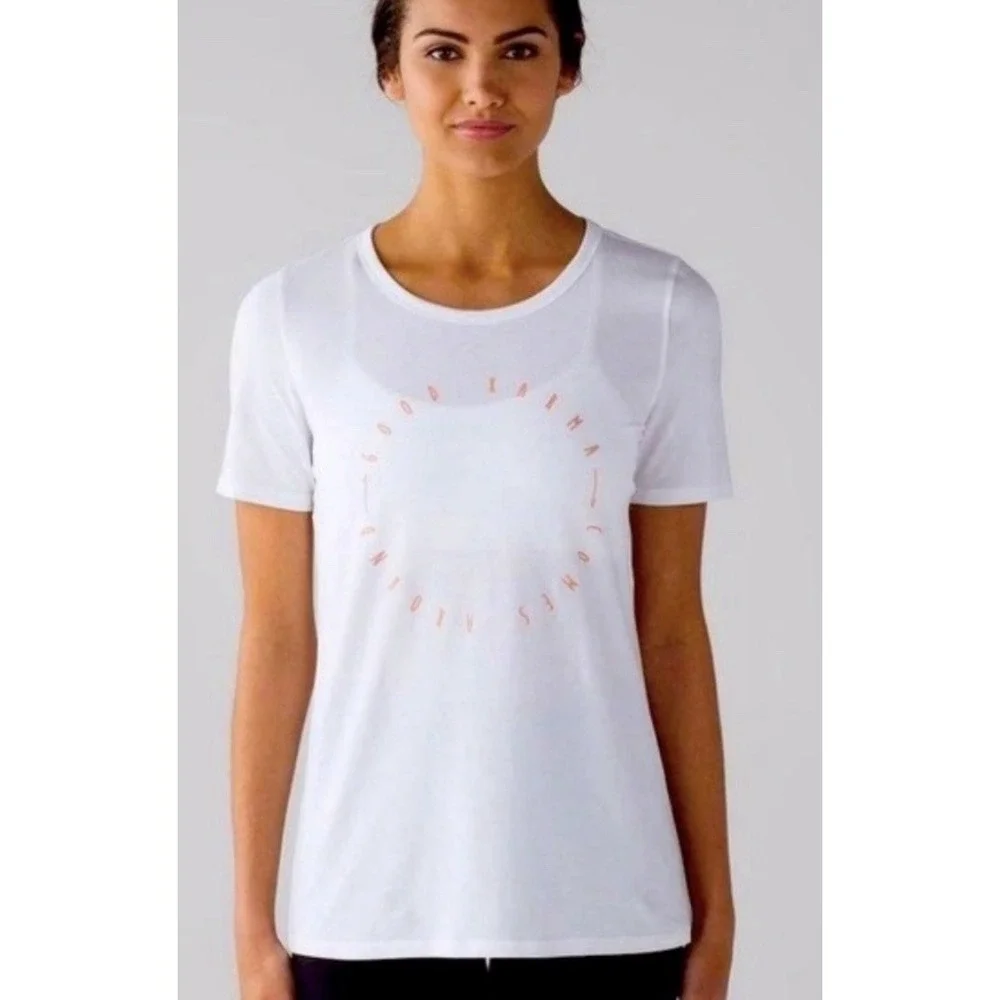 Lululemon Good Karma Goes Around T-shirt Women 8 Ivory Athleisure Athletic